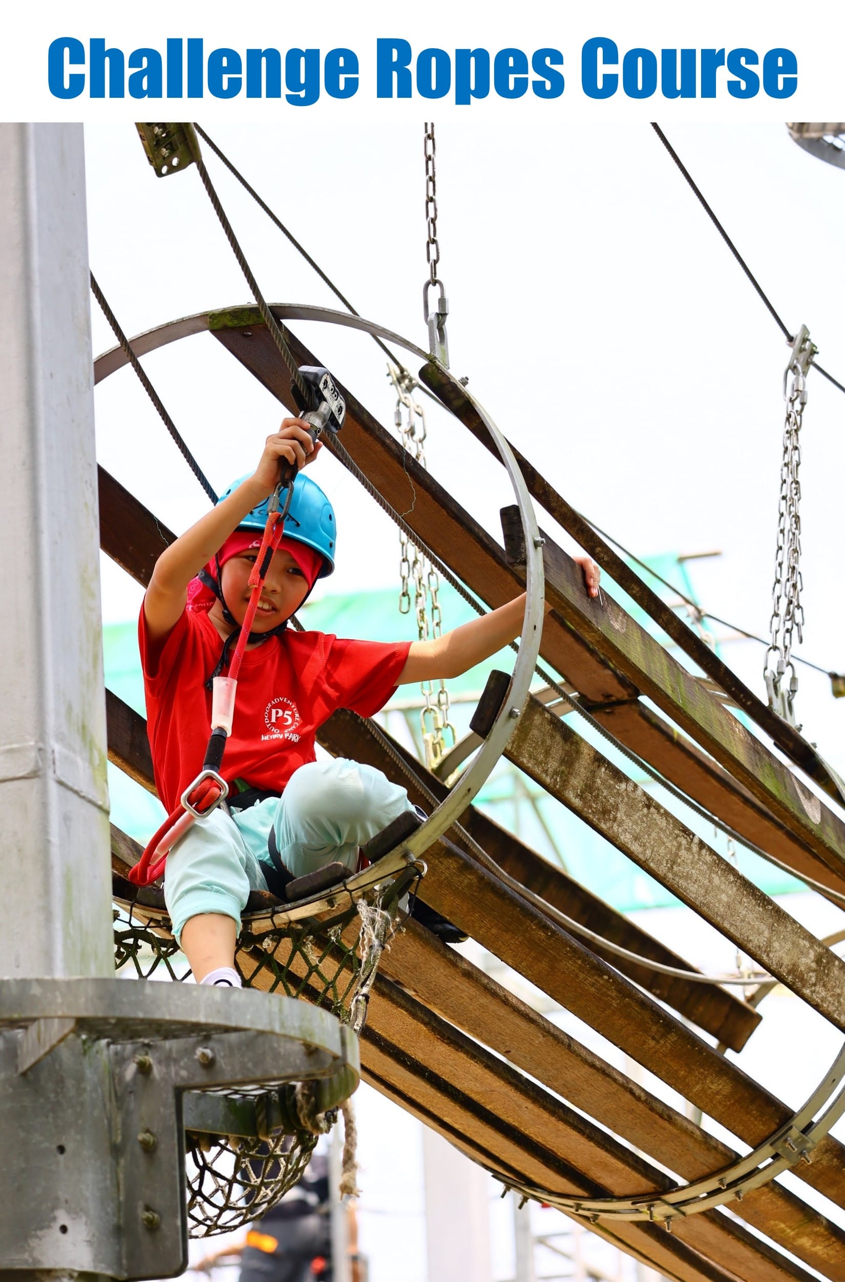 A P5 students in the challenge ropes course
